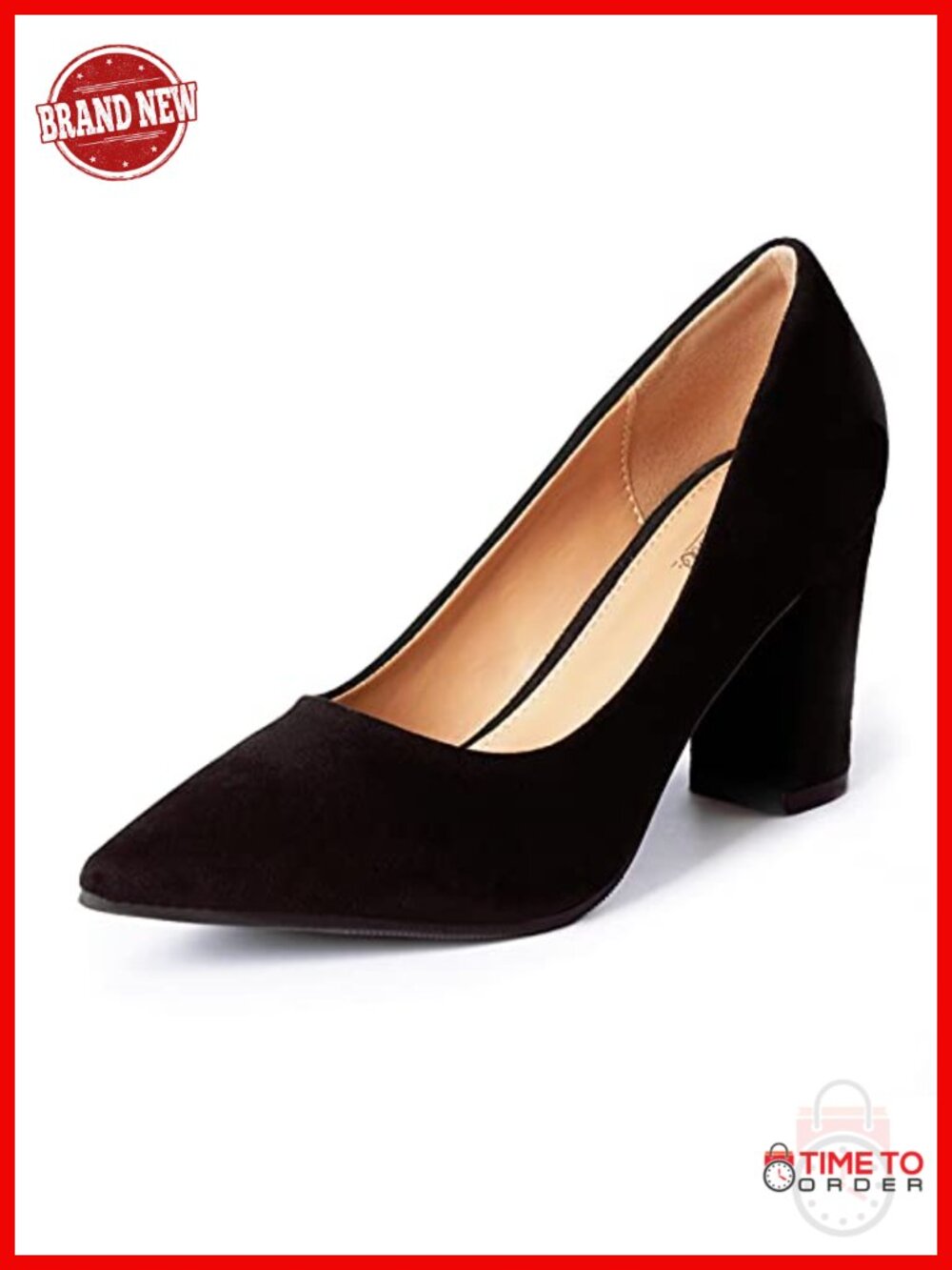 Women's High Chunky Block Heels Pointed Toe Slip On Pumps Office Wedding Shoes